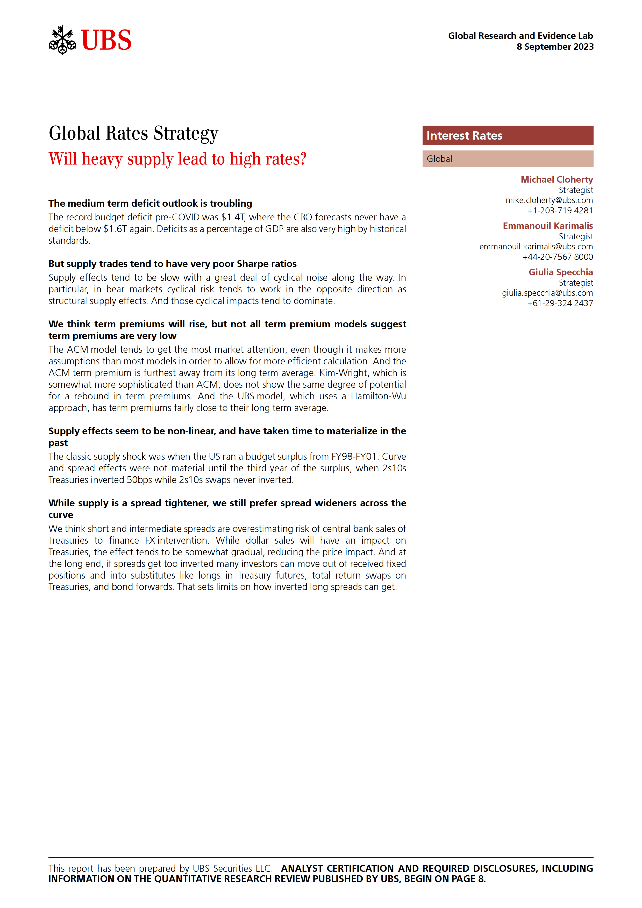 UBS Fixed Income-Global Rates Strategy _Will heavy supply lead to high rates...-103836978.pdf