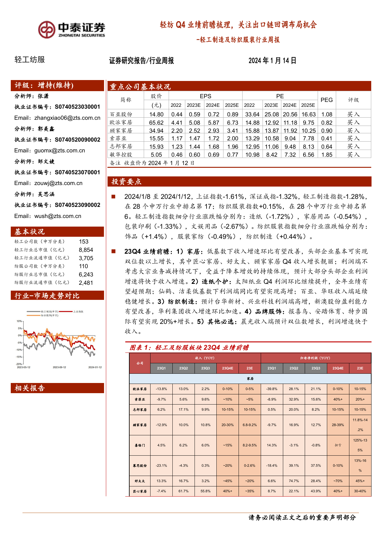 轻工制造及纺织服装行业周报：轻纺Q4业绩前瞻梳理，关注出口链回调布局机会.pdf