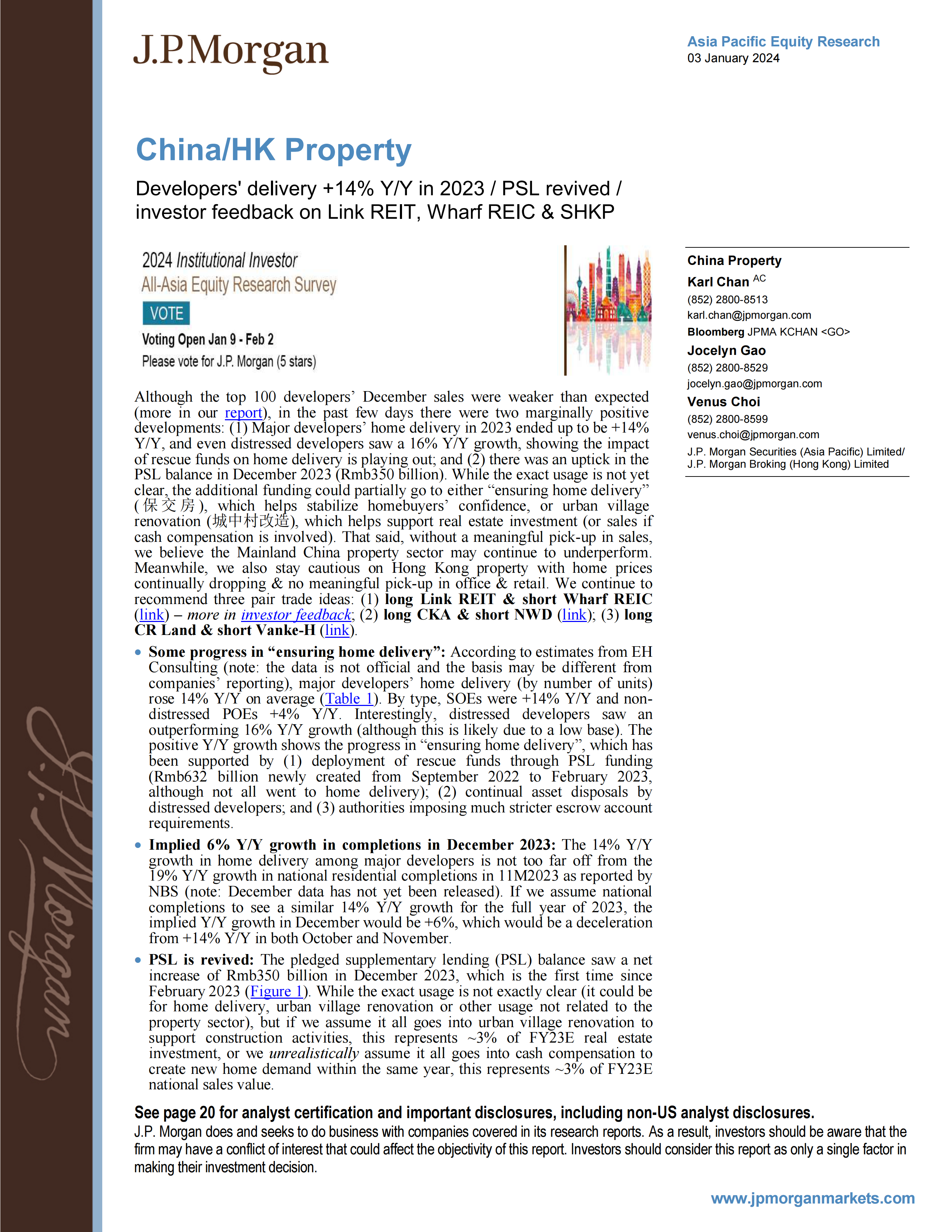 JPMorgan-ChinaHK Property Developers delivery +14 YY in 2023  PS...-105695520.pdf