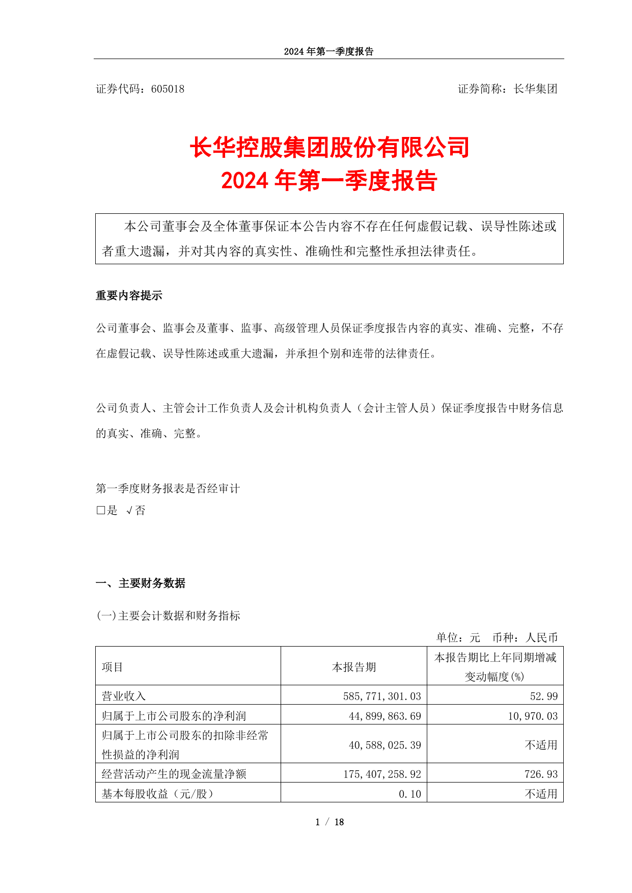 长华集团2024年第一季度报告.pdf