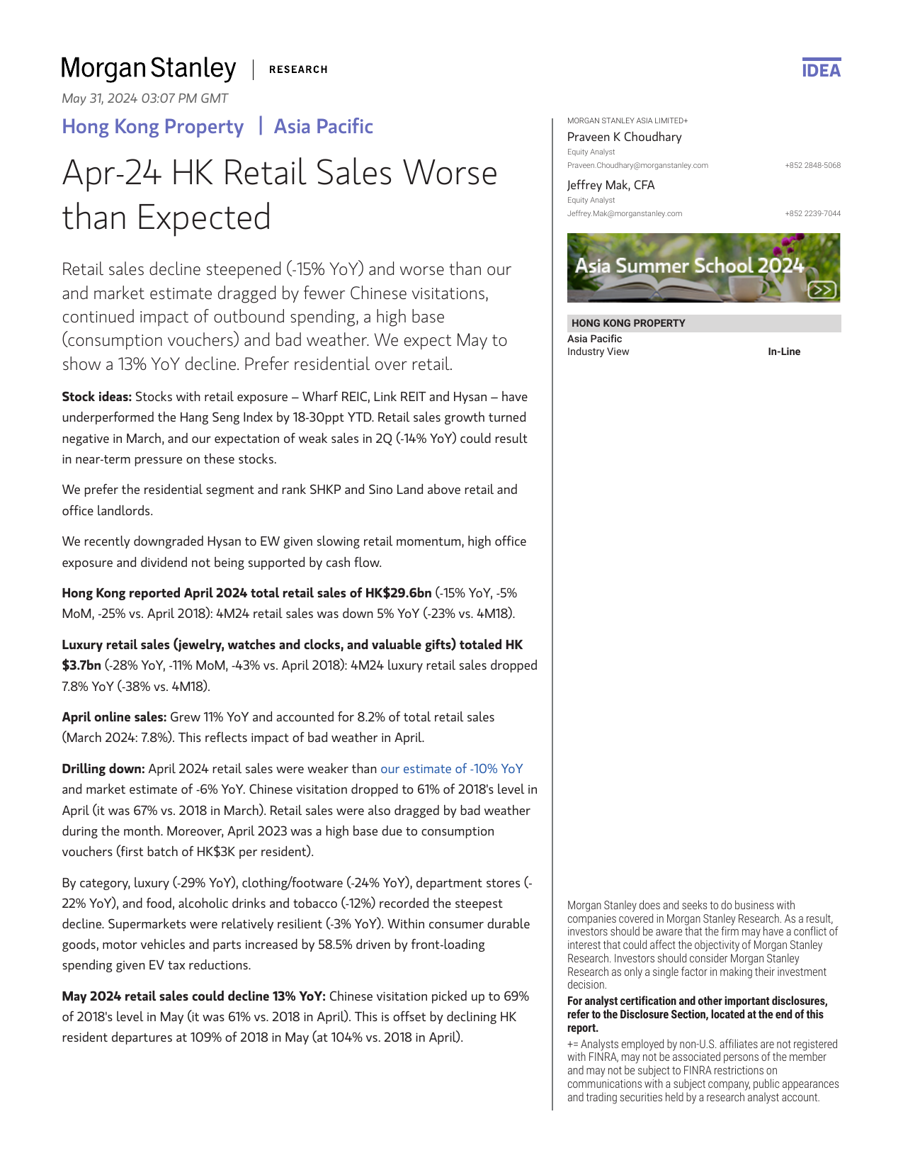 Morgan Stanley-Hong Kong Property Apr-24 HK Retail Sales Worse than Expect...-108469053.pdf