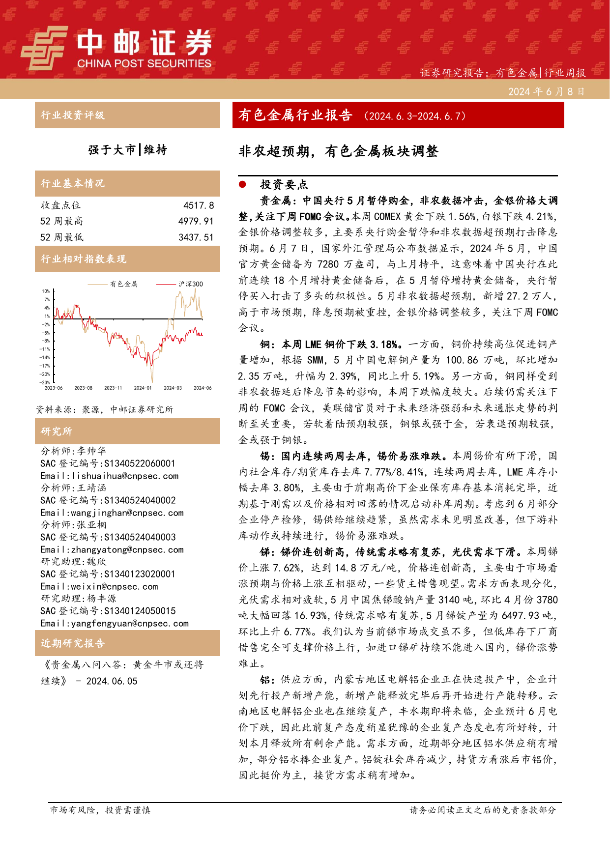 有色金属行业周报：有色金属行业报告非农超预期，有色金属板块调整.pdf